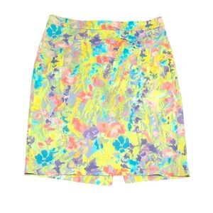 J. Crew Skirt Women's Size 4 The Yellow Pencil Multicolor Zip Closure